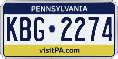 PA license plate KBG2274