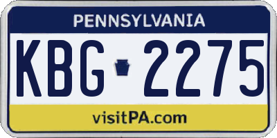 PA license plate KBG2275