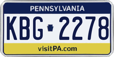 PA license plate KBG2278