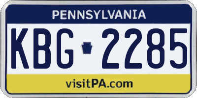 PA license plate KBG2285
