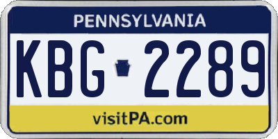 PA license plate KBG2289