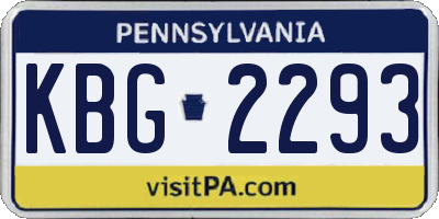 PA license plate KBG2293