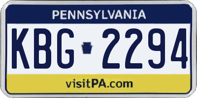 PA license plate KBG2294