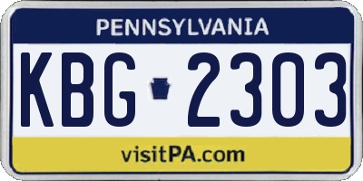 PA license plate KBG2303