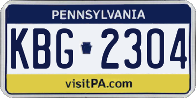 PA license plate KBG2304