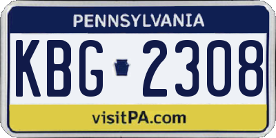 PA license plate KBG2308