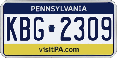 PA license plate KBG2309