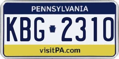 PA license plate KBG2310