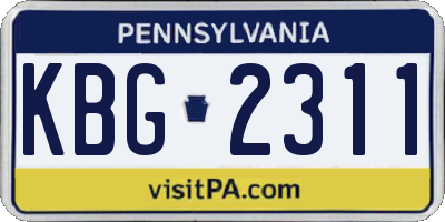 PA license plate KBG2311