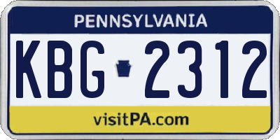 PA license plate KBG2312