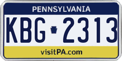 PA license plate KBG2313