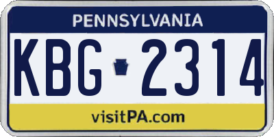 PA license plate KBG2314