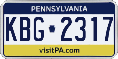 PA license plate KBG2317