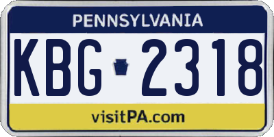 PA license plate KBG2318