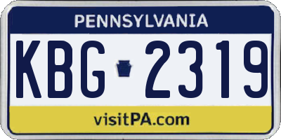 PA license plate KBG2319