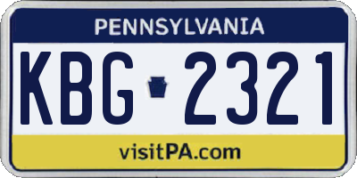 PA license plate KBG2321