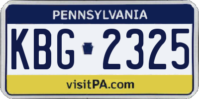 PA license plate KBG2325