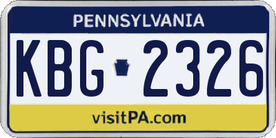 PA license plate KBG2326