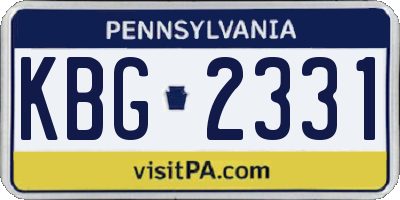 PA license plate KBG2331