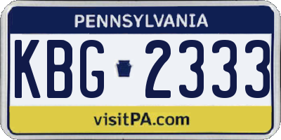 PA license plate KBG2333