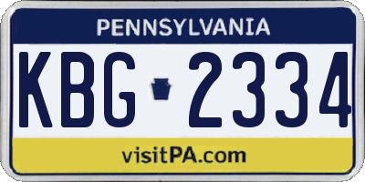 PA license plate KBG2334