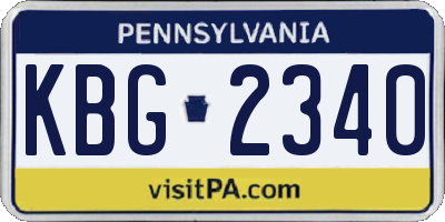 PA license plate KBG2340