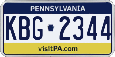 PA license plate KBG2344