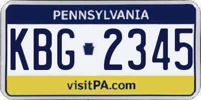 PA license plate KBG2345