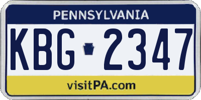 PA license plate KBG2347