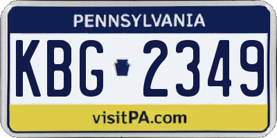 PA license plate KBG2349