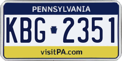 PA license plate KBG2351