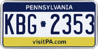 PA license plate KBG2353