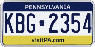 PA license plate KBG2354