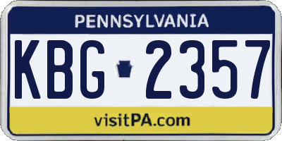 PA license plate KBG2357