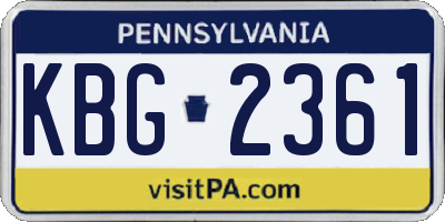 PA license plate KBG2361