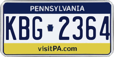 PA license plate KBG2364