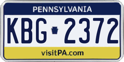 PA license plate KBG2372