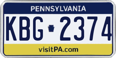 PA license plate KBG2374