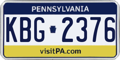 PA license plate KBG2376
