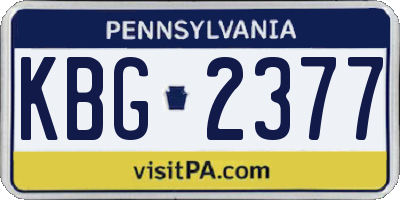 PA license plate KBG2377