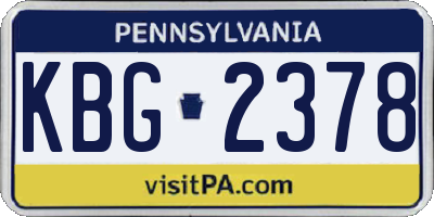 PA license plate KBG2378