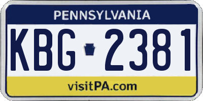 PA license plate KBG2381