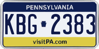 PA license plate KBG2383