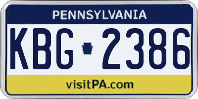 PA license plate KBG2386