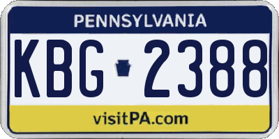 PA license plate KBG2388
