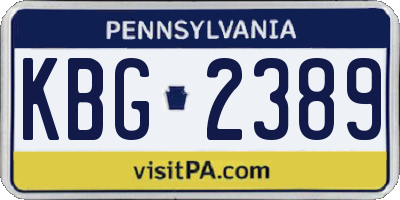 PA license plate KBG2389