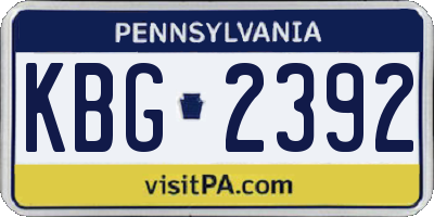 PA license plate KBG2392