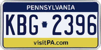 PA license plate KBG2396