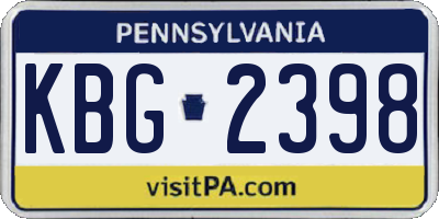 PA license plate KBG2398
