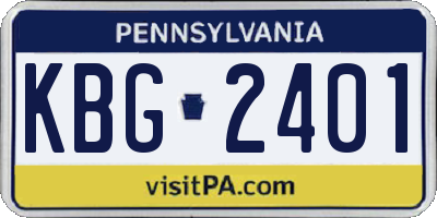 PA license plate KBG2401